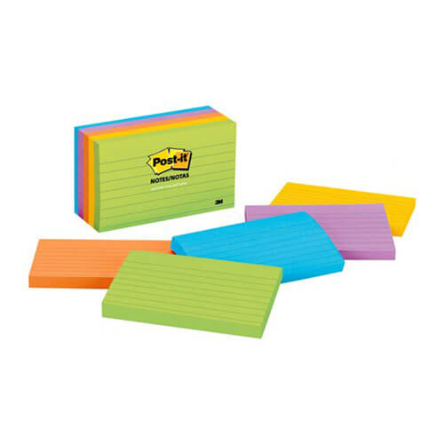 Post-it Notes Lined Assorted 73x123mm (5pk) (Ultra)