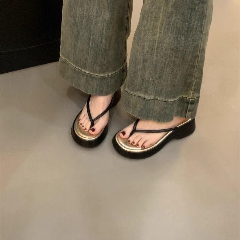 Shoes for Women Outside Slides Height Unique Shoe Summer Woman Flip Flops Slippers Footwear Casual Original on Sale 2025 Sandals