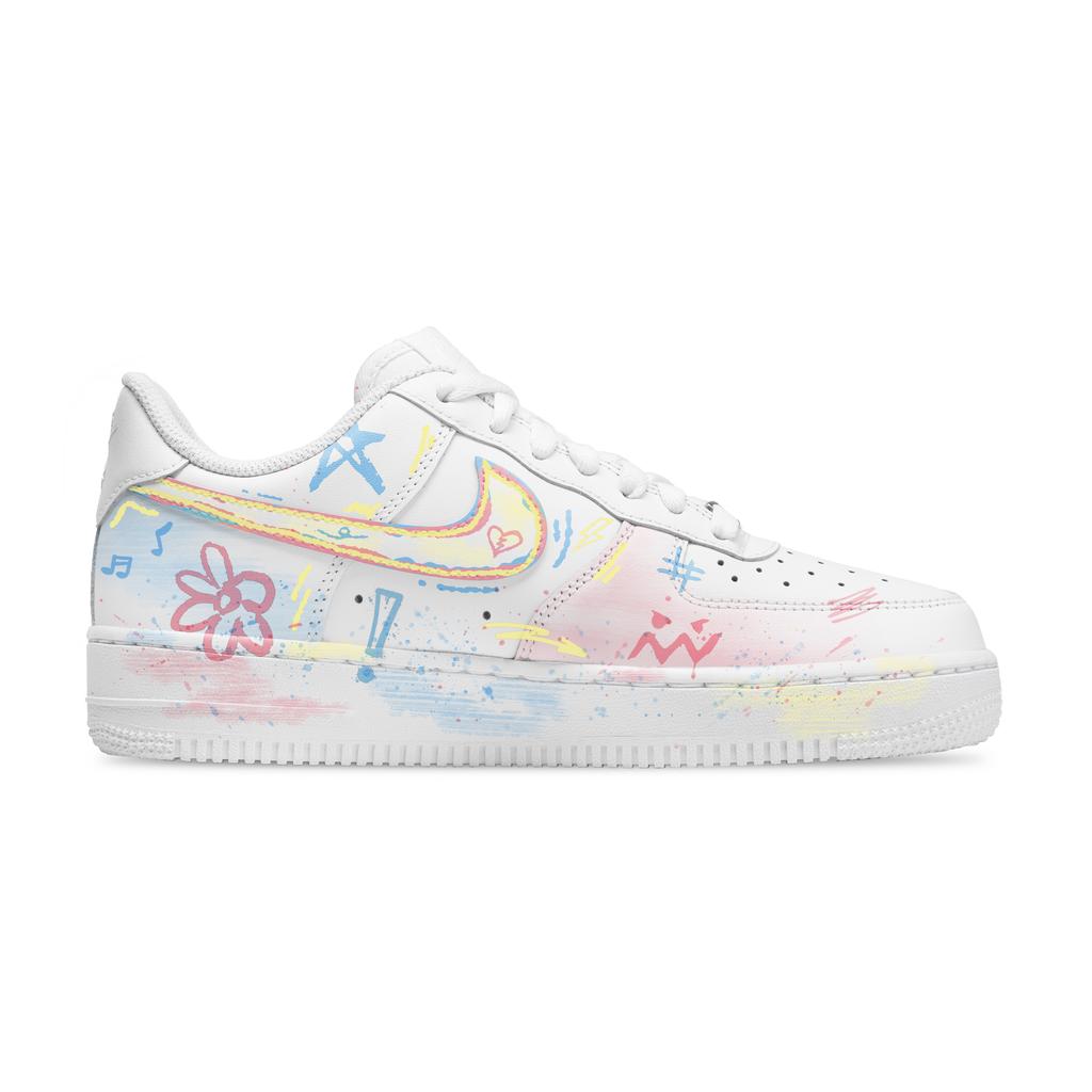 Nike Air Force 1 Color Rhythm Abrasion Resistant Low top Skateboard Shoes Unisex White CW2288-111(Team796-)