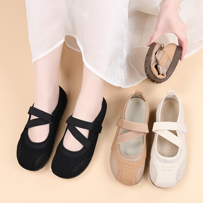 2026 Summer New Mary Jane Mesh Slip-On Shoes for Middle-Aged and Elderly Women - Breathable, Thin Sole Casual Footwear