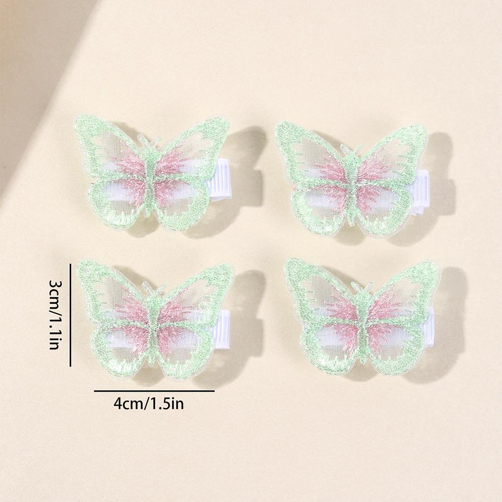 10Pcs Mesh Butterfly Hair Clips Sweet Rhinestone Hairpins Double-layer Giltter Barrette For Girls Kids Hair Accessories