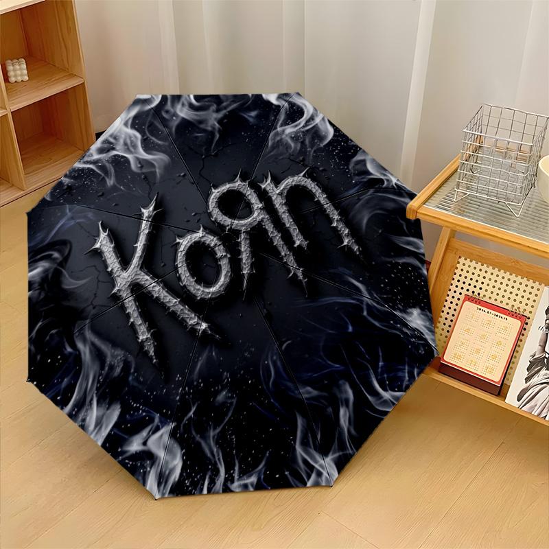 Korn Print 8?Ribs Automatic Umbrella Wind Resistant Lightweight Folding Umbrella For Outdoor Travel