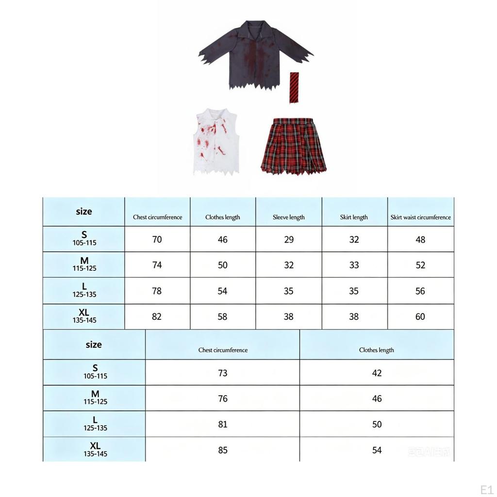 Girl Zombie School Uniform Costume Horror Style Ghoulish Secondary Stage Performance