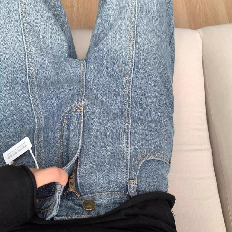 Vintage High Waist Wide Leg Jeans Women Textured Flowy Long Pants Spring Autumn Fashion