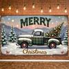 Vintage Truck Banner Gold Ornaments Holiday Truck Display Christmas Banner Classic Truck Design Merry Christmas Banner