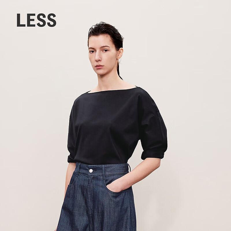LESS 2024 Fall Relaxed Off-Shoulder Cotton T-shirt S