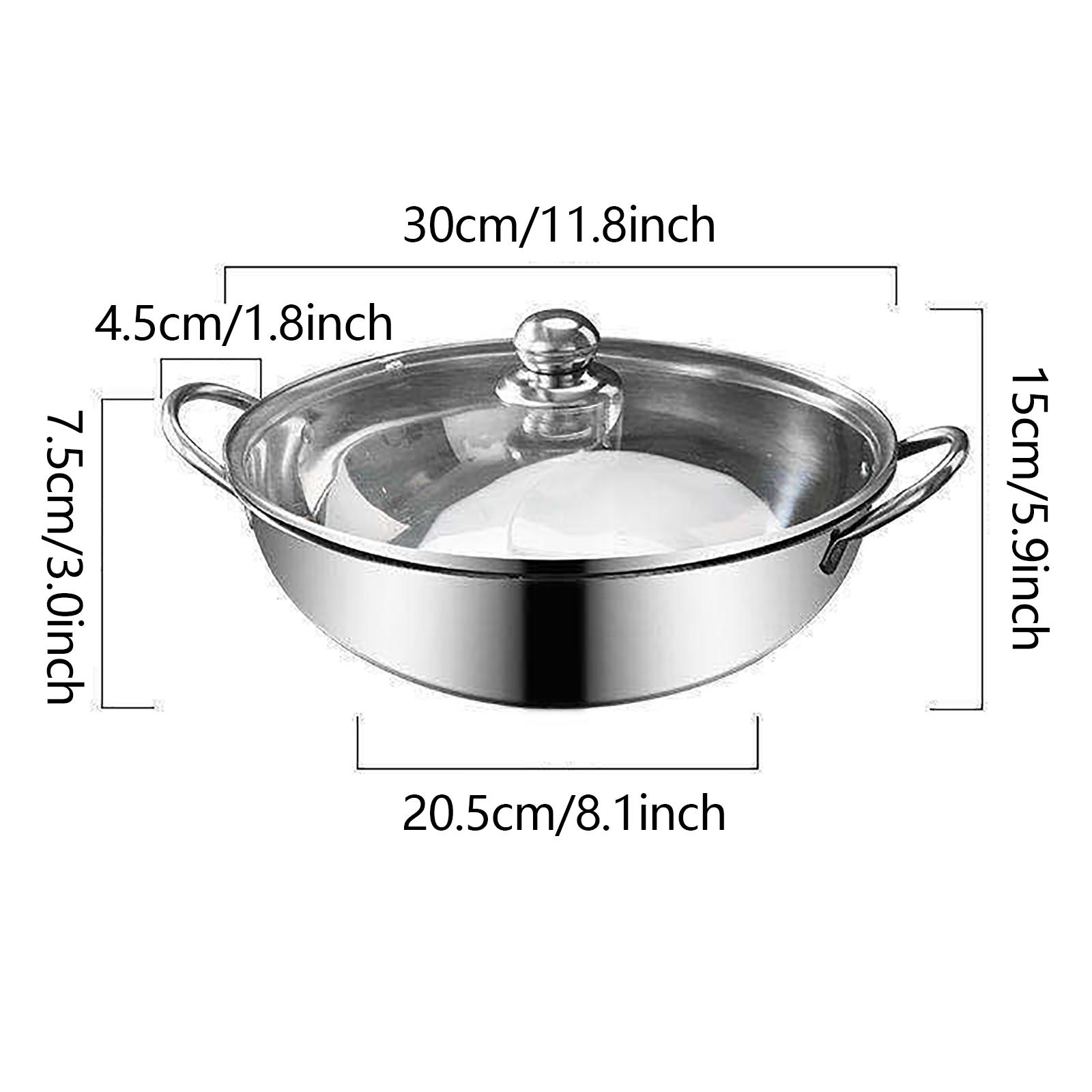 Hot Pot Dual Site Divider 12 Stainless Steel Pot with Glass Lid Household Double-Flavor Hot Pot Double Grid Pot Divider Pot
