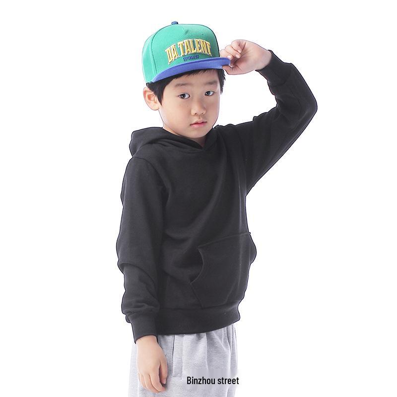 Custom Kids' Street Dance Hoodie - Fleece Lined, Thickened for Autumn/Winter, Solid Color, Hip Hop Performance Wear.