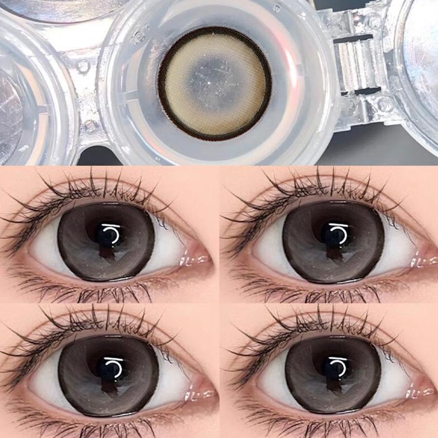 (0.00~6.00)Freshlady 1 Pair Brown 14.50mm Yearly Colored Contact Lenses, 40% Water, Gentle, Deep and Enlarging Big Eye Effect, Comfortable for Makeup