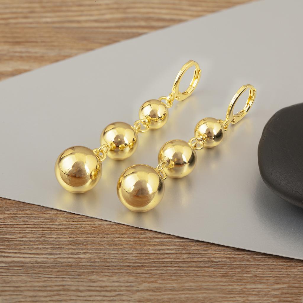 Nidin High Quality Copper Shiny Round Ball Drop Earrings For Women Female Daily Party 2 Colors Choice Ear Jewelry Accessories