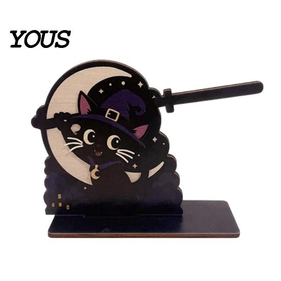 Solid Wood Roll Storage Halloween Paper Towel Holder, Wooden Skeleton/Ghost/Cat/Pumpkin/Witch Stand, Funny Party Supplies Gothic Organizer for Kitchen