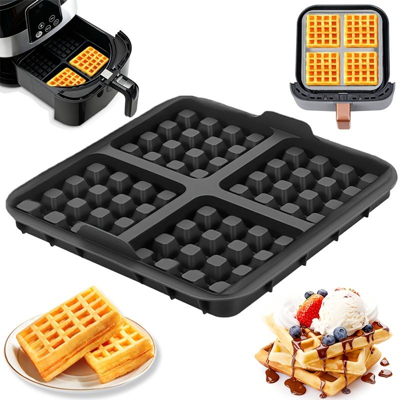 1pc Square Waffle Molds - Non Stick Baking Tray Suitable for Most 4-7QT Air Fryers | Reusable Belgian Waffles, Pancakes, and Egg Beaters | Dishwasher