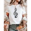 Piano Treble Clef Graphic Print T-Shirt, Short Sleeve Crew Neck Casual Top for Summer & Spring, Women'S Clothing