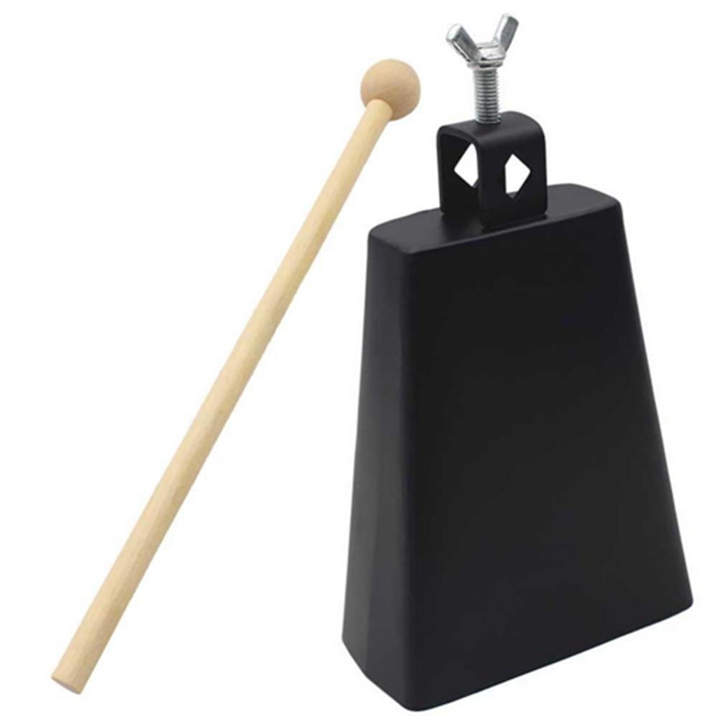 Schlagzeug 6 Zoll Metall Schwarze Kuhglocke Trommelzubehör mit Schlägel