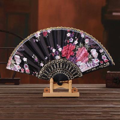 Fächerfächer, Spitzenfaltfächer, bedruckter Kunststoff-Tanzfächer, Seidenstoff, elegantes Geschenk