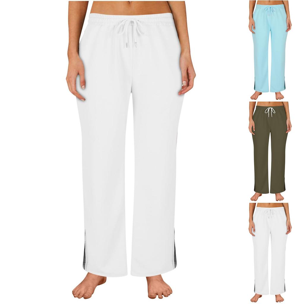 Women's Winter Sweatpants Solid Color Casual Pants Women's Fleece Sweatpants Wide Leg Straight Pants