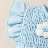 0-18M Neugeborenes Baby Mädchen Outfits Niedliche 3D Strick Blumen Sommerkleidung Säugling Fliegenärmel Bubble Strampler Stirnband Kleidung