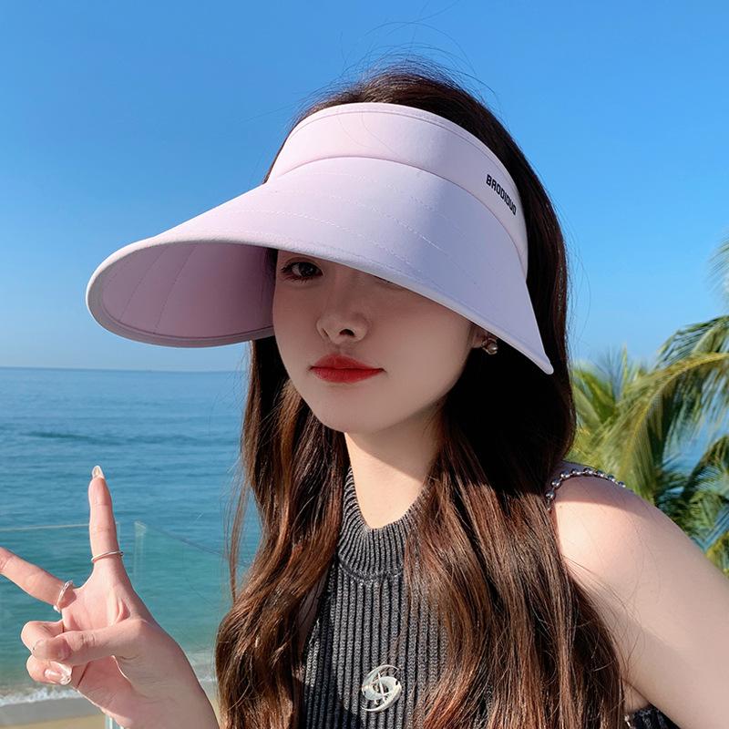 8479 New Summer Sunscreen Hat Women's Versatile Big Eaves Sunshade Empty Top Hat Foldable Face Cover Sun Hat