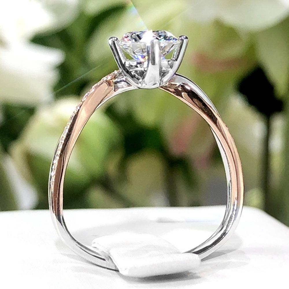 Open Ring V Shape Crown Design PT950 Rose Gold Plated Split Color Fake Moissanite Adjustable Ring for Women