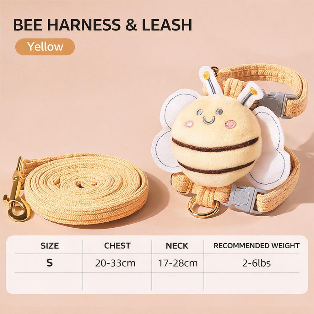 Pet Supplies Cartoon Bee Cat Harness Adjustable Breast Back Harness Pet Collar Portable Leash Set Pet Walking