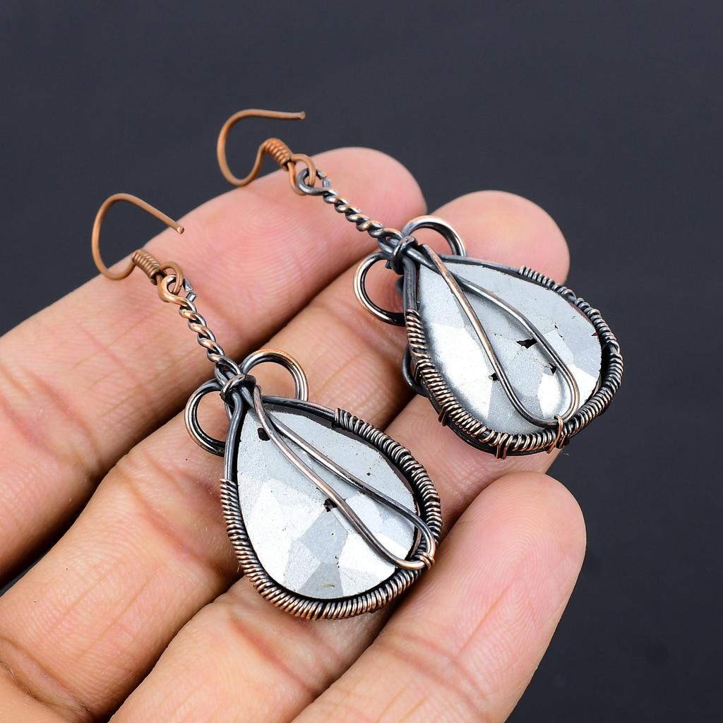 Pink Amethyst Earrings Gemstone Jewelry, 999 Copper Wire Wrapped Earrings, Handmade Beautiful Jewelry Earrings