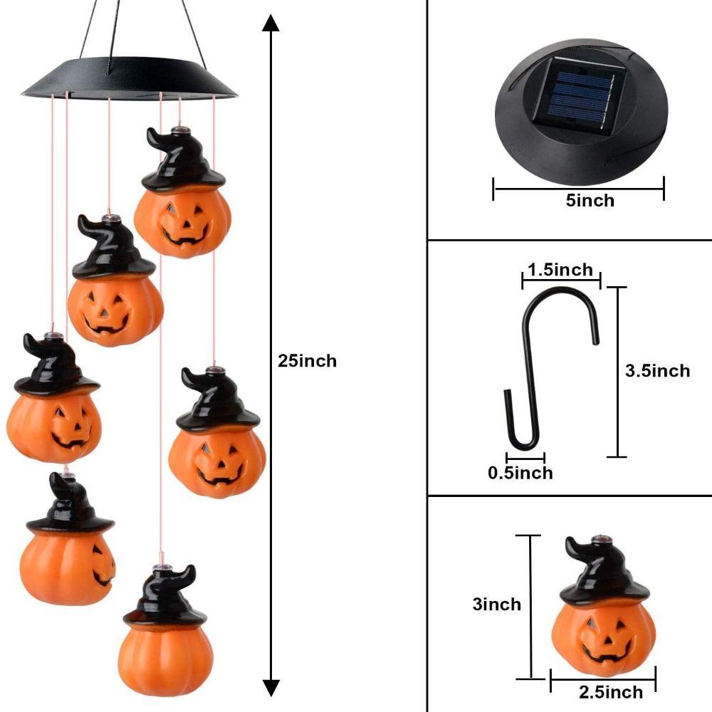 Waterproof Solar Wind Chime Pumpkin Lamp LED Hallowen String Light Hallowen Decoration