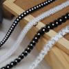 Schwarz-Weißes elastisches Spitzenband mit Perlen & Strasssteinen für DIY-Kleidung und Accessoires