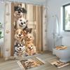 4pcs  Funny Dog Print Waterproof Shower Curtain With 12 Hooks Non-Slip Bathroom Rug Toilet U-Shape Mat Toilet Lid Cover Pad