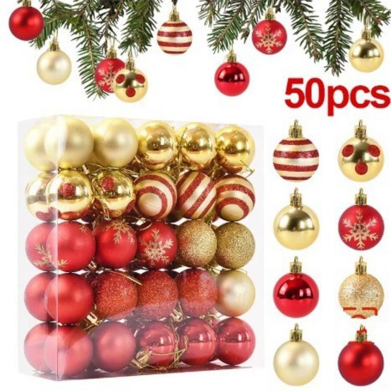 

Christmas Ball Decoration Gift Box Electroplated Ball Christmas Tree Pendant Painted Decoration Wedding 50 Pieces Set 4cm