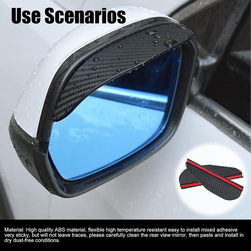 2Pcs Carbon Fiber Side Mirror Rain Visor Guard, Universal for Cars, Trucks and SUVs (Black)