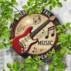 Vintage Style Music Speaks Aluminum Sign Red Electric Guitar Metal Wall Art