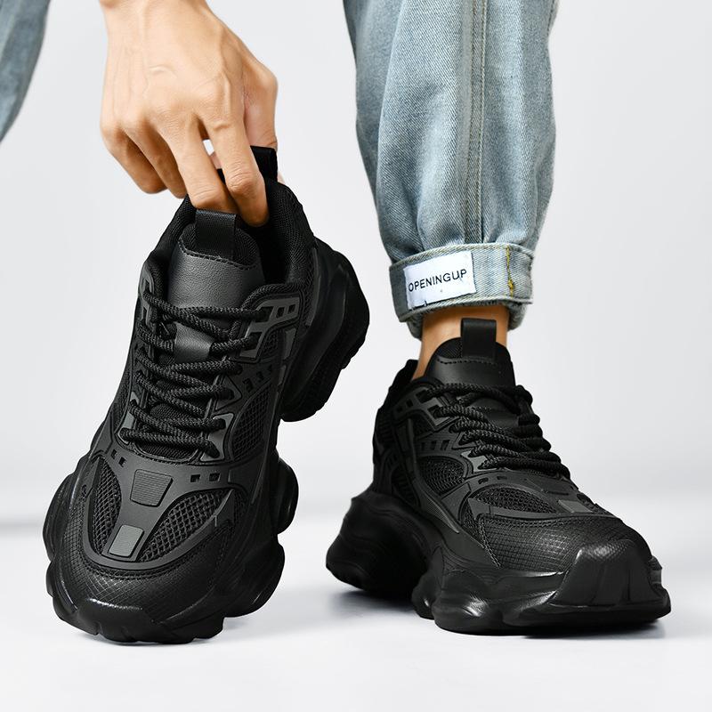 Men'S Large Size 48 Size Light Shock Absorbing Shoes Black Thick Sole Height-Enhancing Sneakers Autumn Trendy Versatile Men Shoe