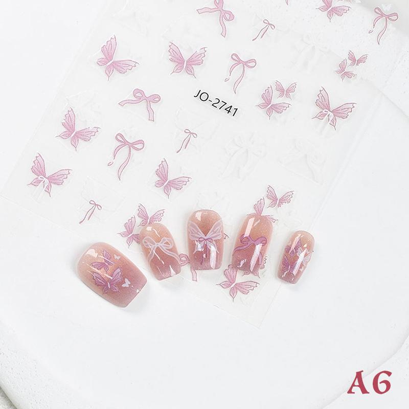 

1 Sheet Rose Flower Butterfly Nail Stickers Self-Adhesive Embossed Nail Art Decals For Girls Summer Decoration Sticker A6