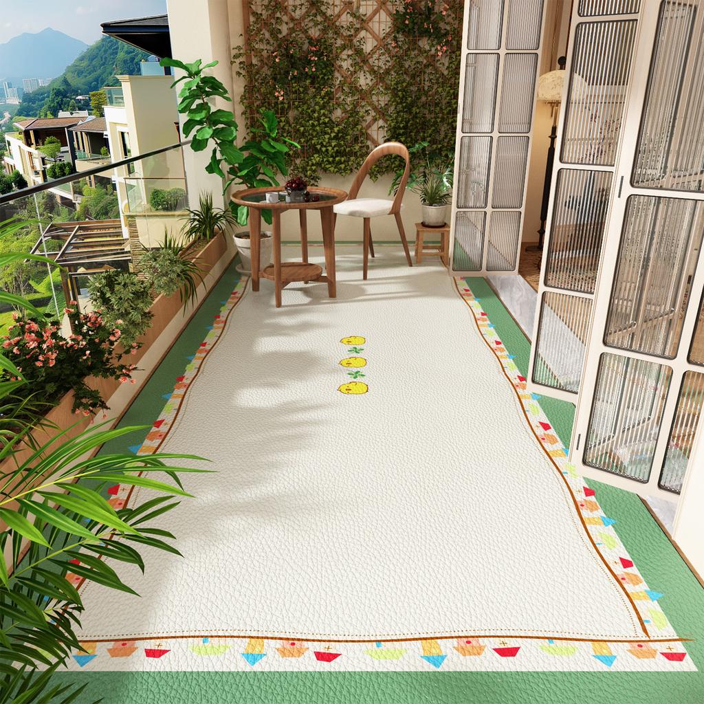 Balcony Floor Mat Pvc Leather Large Rug Waterproof Non-slip Outdoor Carpets Plants Flowers Cute Patterns Home Decor Kitchen Mats