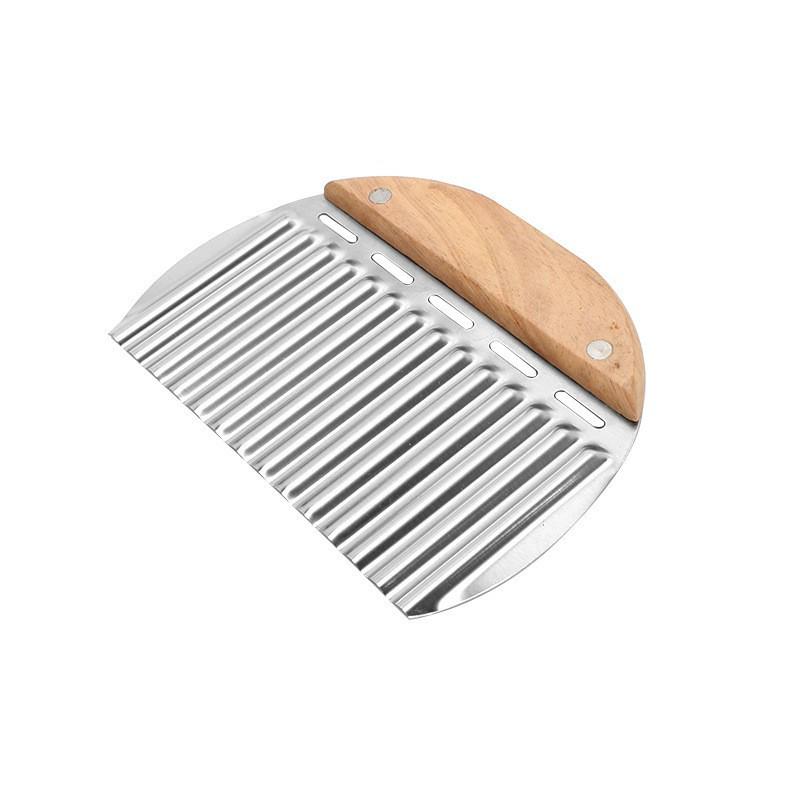 Multifunctional Stainless Steel Dough & Cream Scraper with Wooden Handle