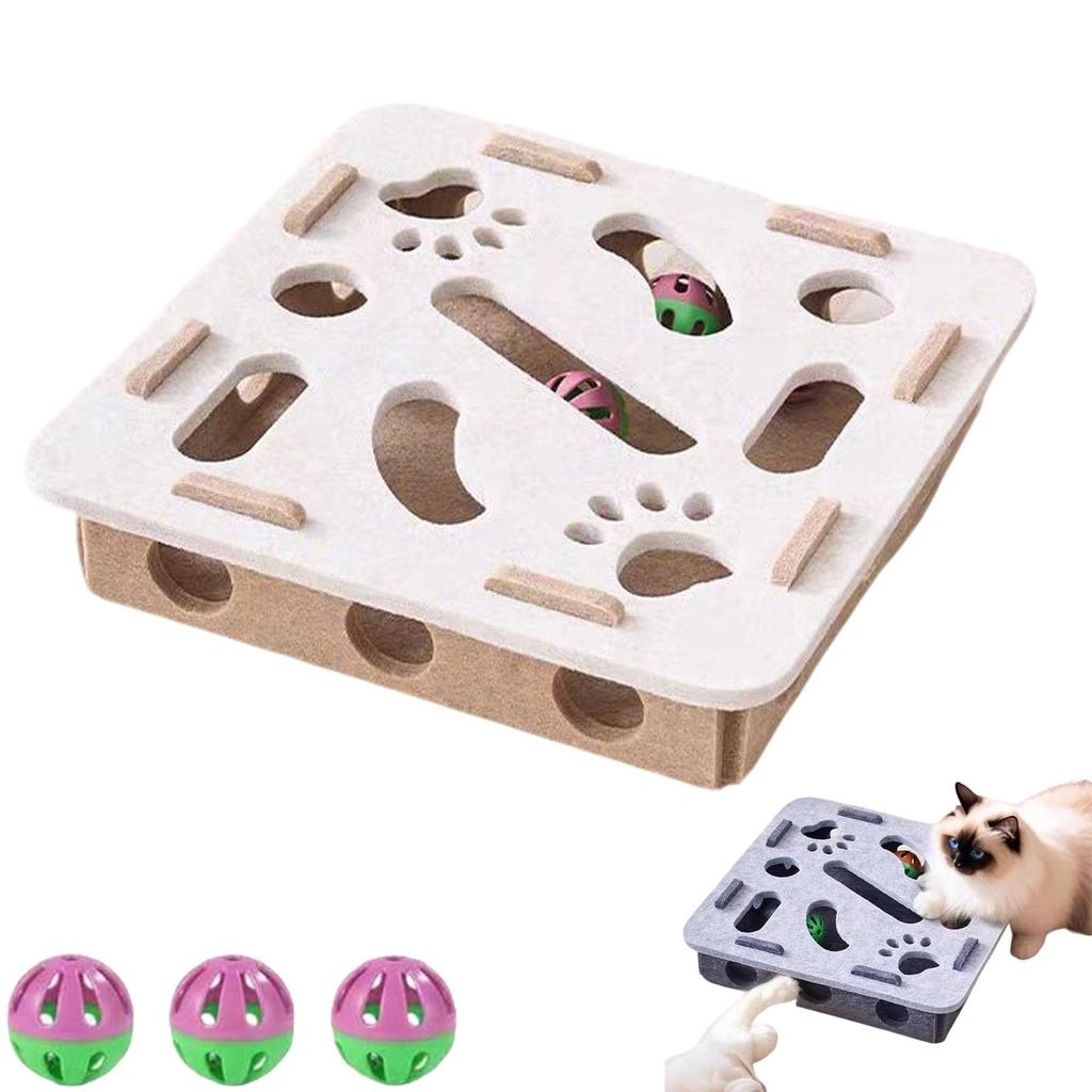 Nailfile Enrichment Box With Bell For Indoor sscratchingand Hunting Mental Felt Maze Box Scratchpuzzleenrichment Box