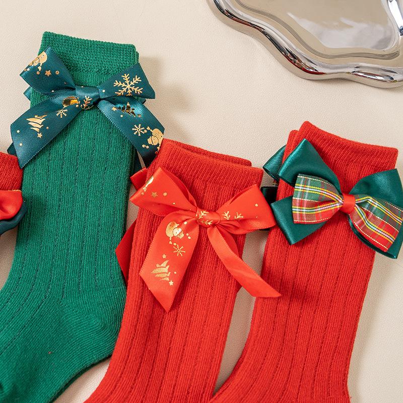 Christmas Baby Socks Newborn 0 to 3 6 9 12 18 24 Months Toddler Boys Socks Cute Red Bow-Tie Kids Socks for Girls Infantil