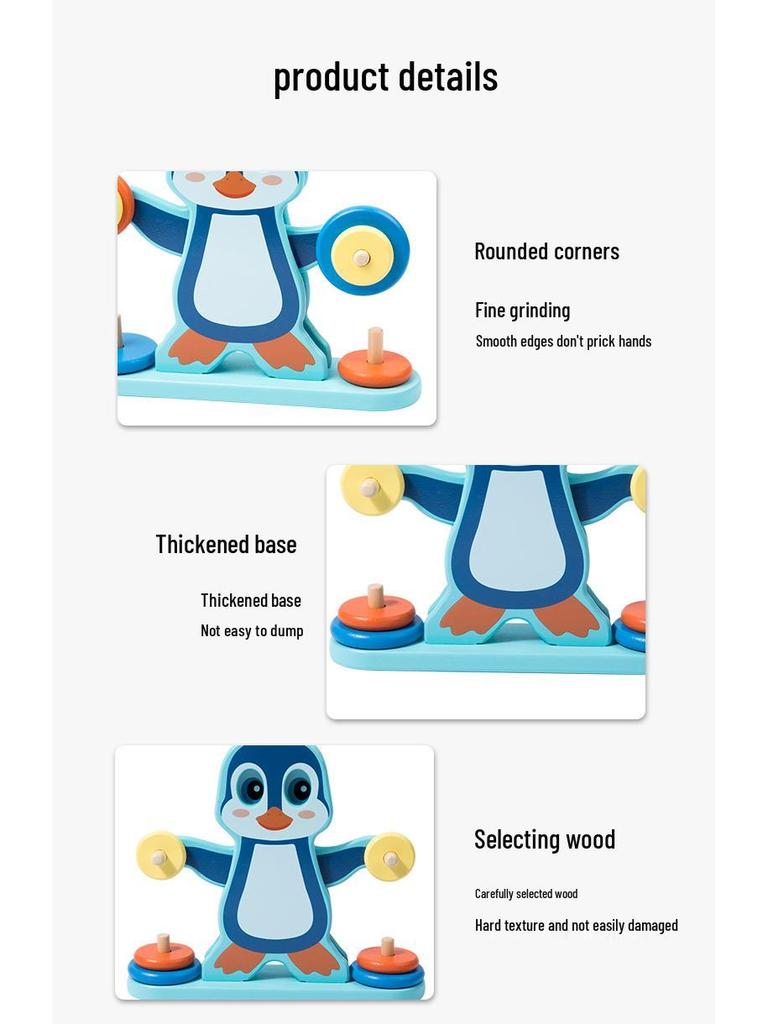 Interactive Penguin Balance Puzzle: Early Childhood Wooden Learning Toy for Parent-Child Engagement