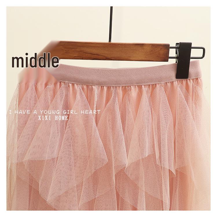 Irregular Mesh Women's Skirt Autumn/Winter 2025: Multi-Layer Cake Puffy Long Skirt, Super Fairy Temperament Dress