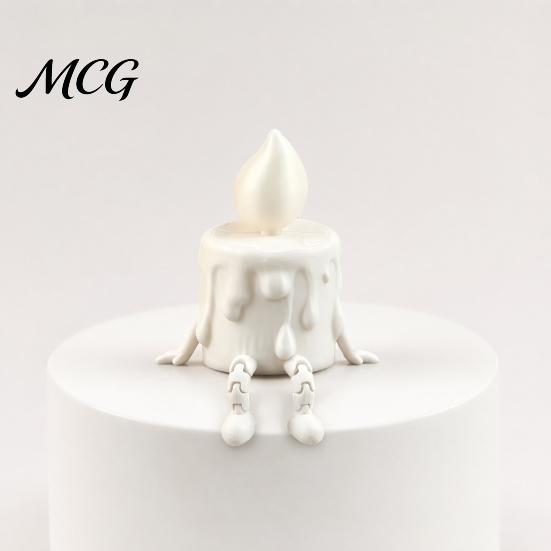 Tabletop Decorative Candle Figure 3D Printing Ornament, Wax Liquid Texture Dripping Sculpture with Pink And White Decor Movable Joints, Adjustable