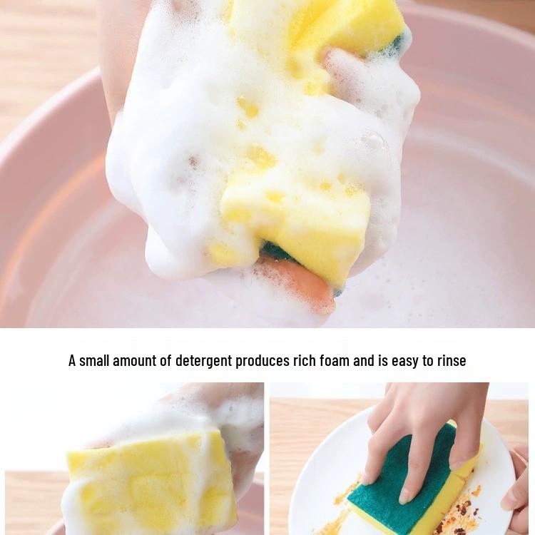 Dual-Sided Absorbent Dish Scrubber Sponge for Kitchen Cleaning
