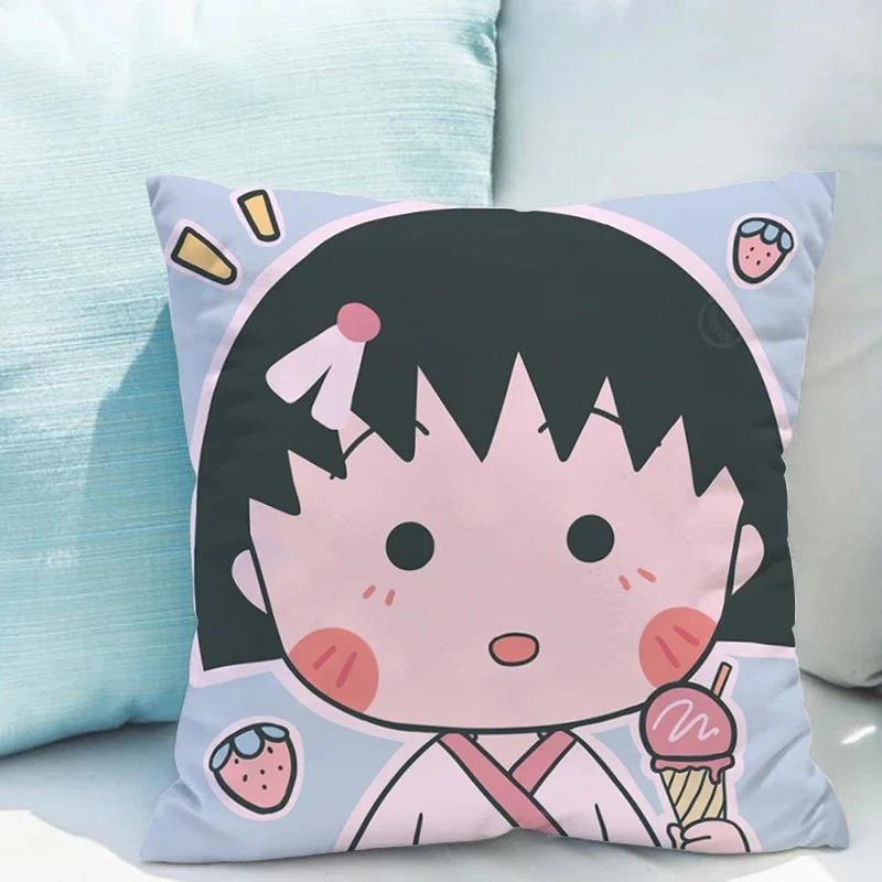 Chibi Maruko-chan Pillowcase Cushion Cover x Ornamental Pillows for Living Room Fall Decor Pillow Hugs Lounge Chairs Covers