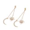 Exaggerated Moon and Star Stud Earrings for A Lady's Elegant Look. Moon Crescent Pendant for Wearing As Earrings.