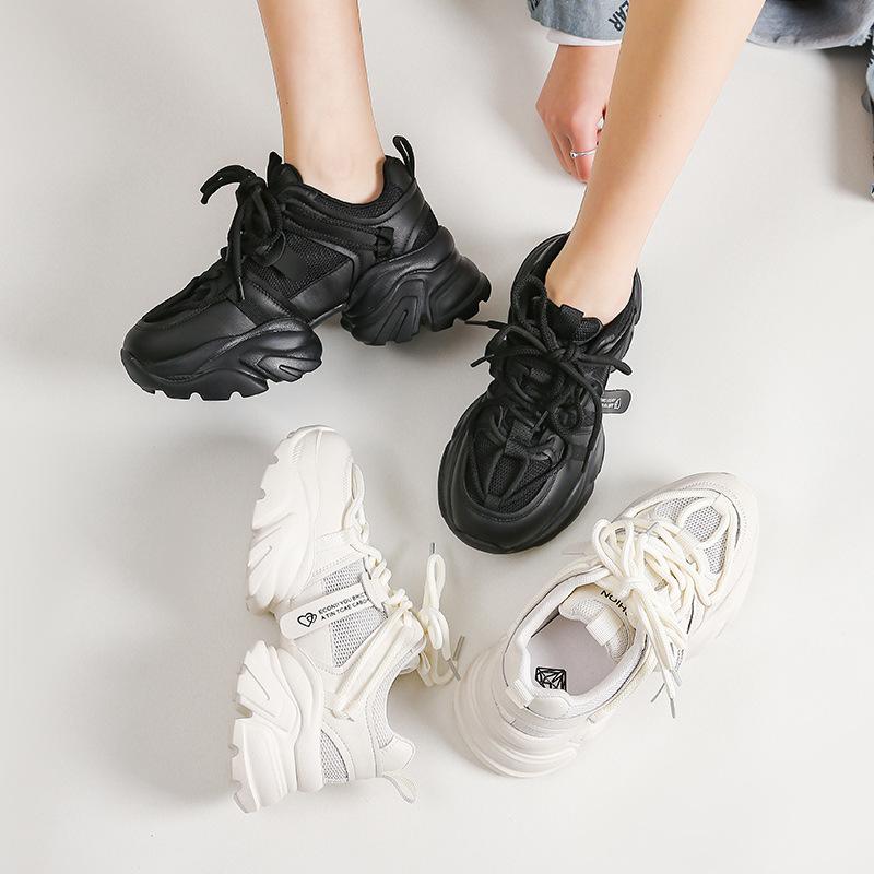 Sports dad shoes platform women's spring and summer new mesh leather ins tide non-slip fashion sports casual shoes women