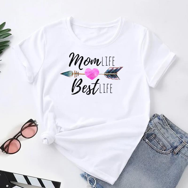 European size Women Print Tee Letter Mom Trend Mama Mother Top Fashion T Shirt Woman Female Clothing Short Sleeve Graphic T-shirts