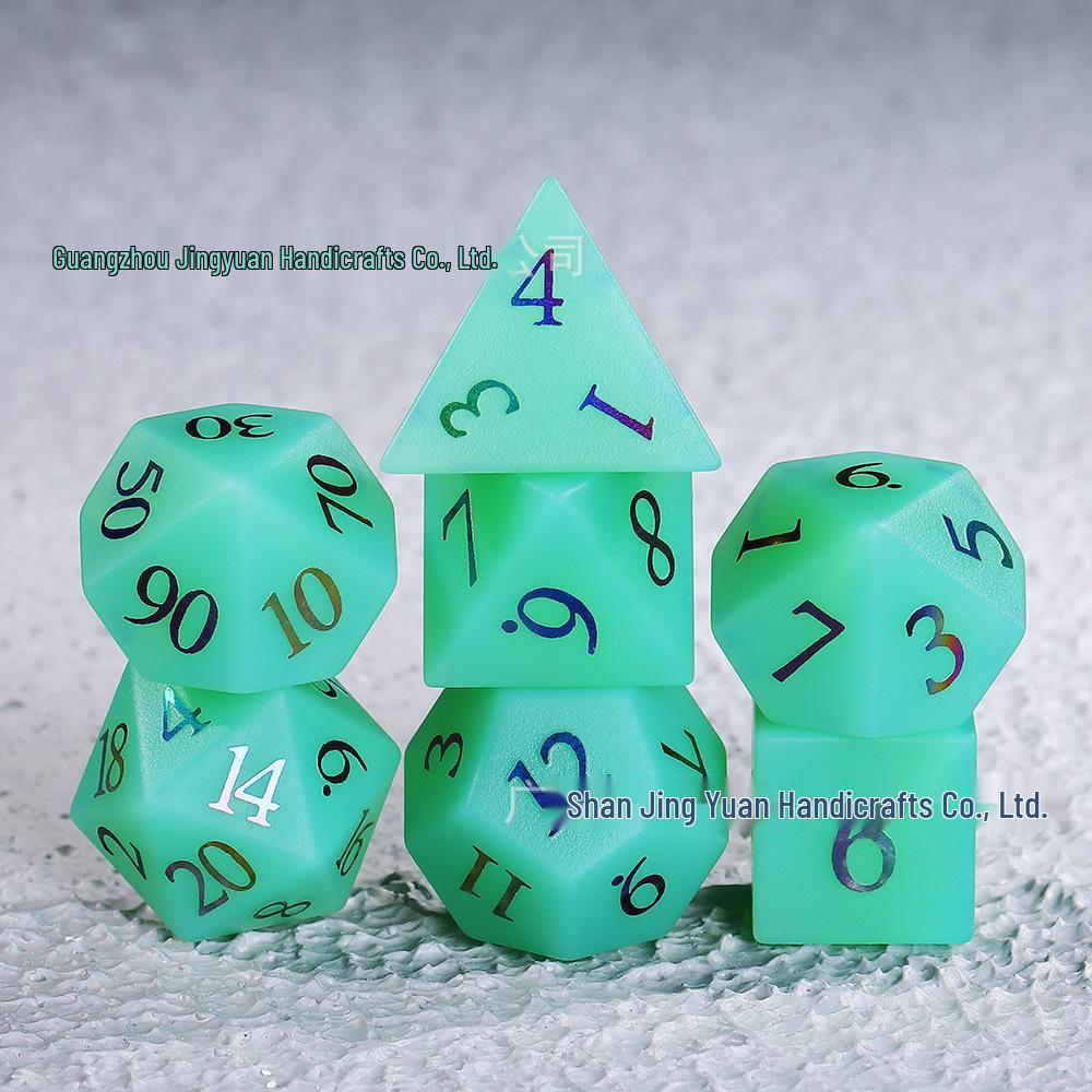 Conjunto de Dados Poliedros de Cristal Proteico Verde de 7 Peças Dungeons & Dragons