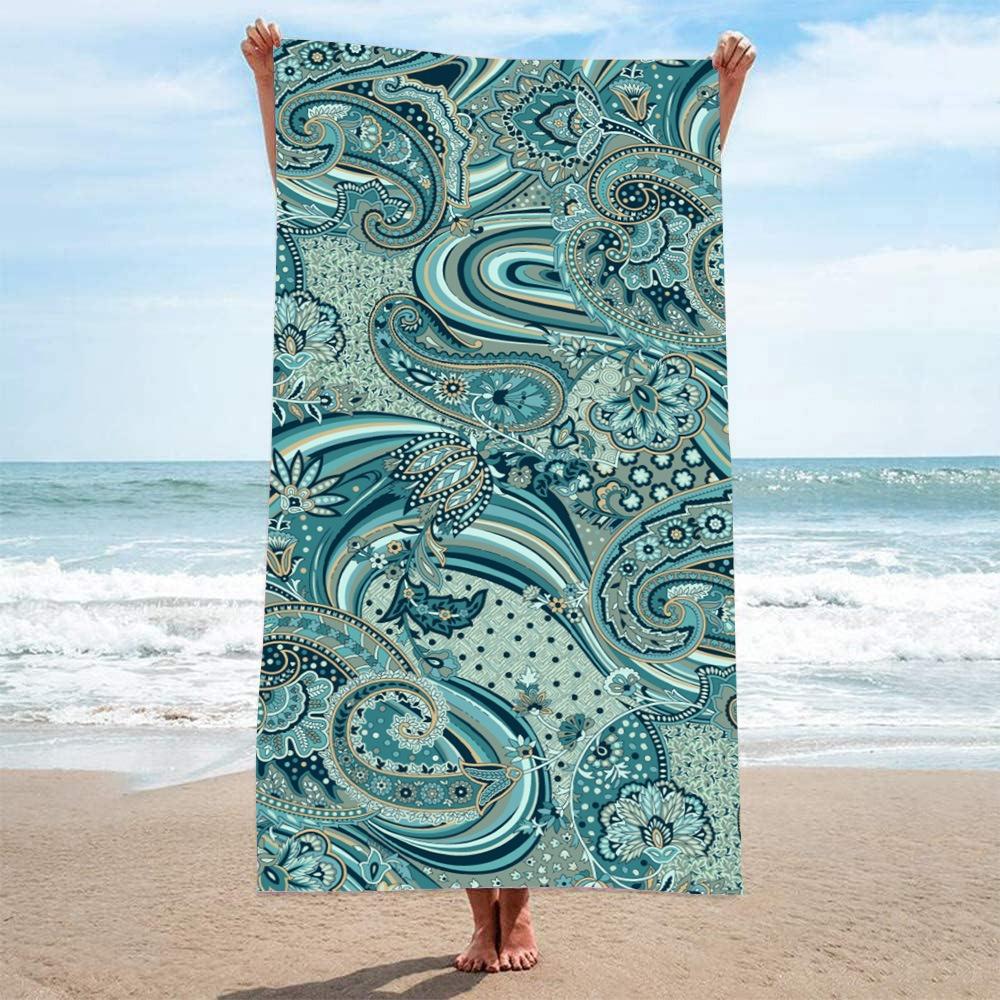 Pink Blue Leopard Animal Print Beach Towel Polyester Quick Drying Sandproof Bath Towel Summer Seaside Travel Outdoor Blanket