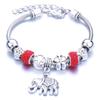 Pulseira em Forma de Coração Liga Design de Elefante Furo Grande Contas de Vidro Transparentes Joia Presente para Mulheres