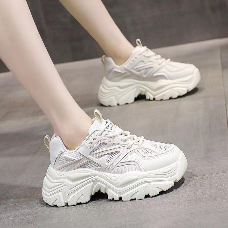 Milk tea color dad shoes women's platform spring 2026 new black sports fried street ins white, heightening shoes
