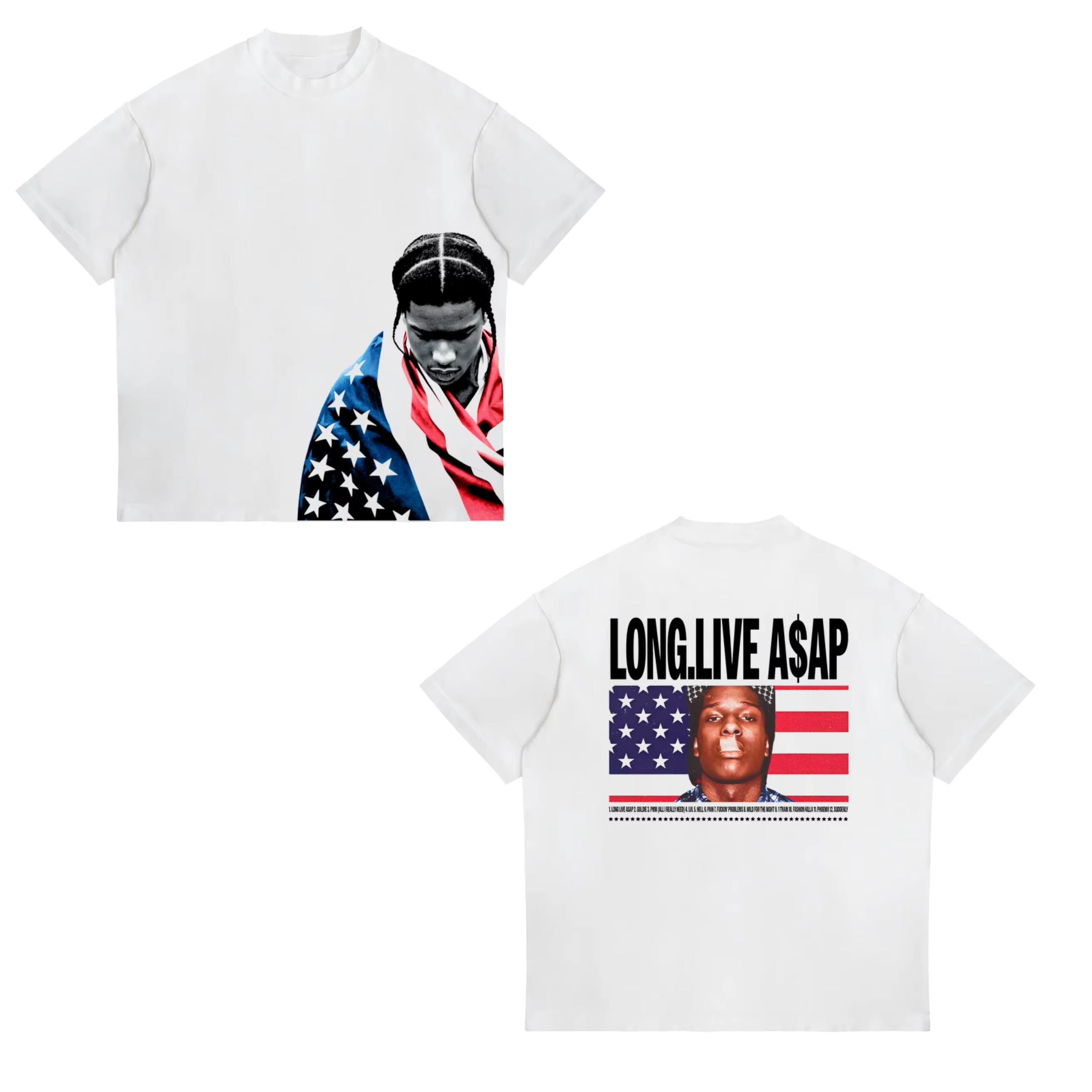 2026 New ASAP ROCKY T-shirt HIP HOP High Street Men s Clothing Women s Gothic Tees A$AP Portrait Casual Harajuku Summer T-Shirt S разноцветный